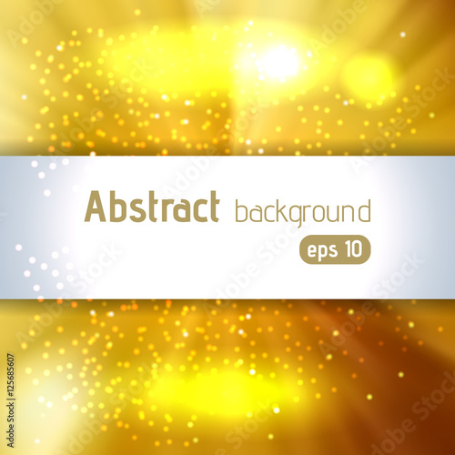 Background with colorful light rays. Abstract background. Vector illustration. Yellow, brown colors.