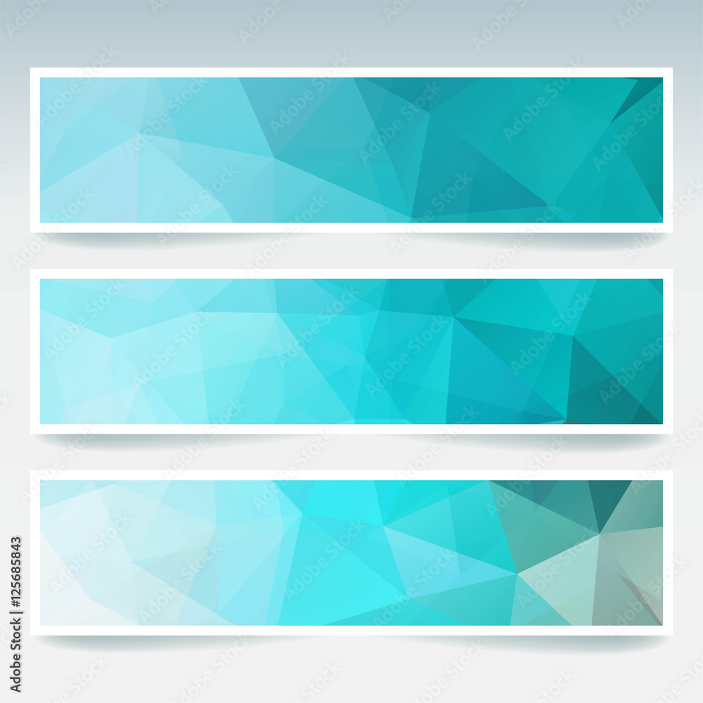 Set of banner templates with abstract background. Modern vector banners with polygonal background. Blue color. Set of banner templates with abstract background. Modern vector banners with polygonal background. Blue color.
