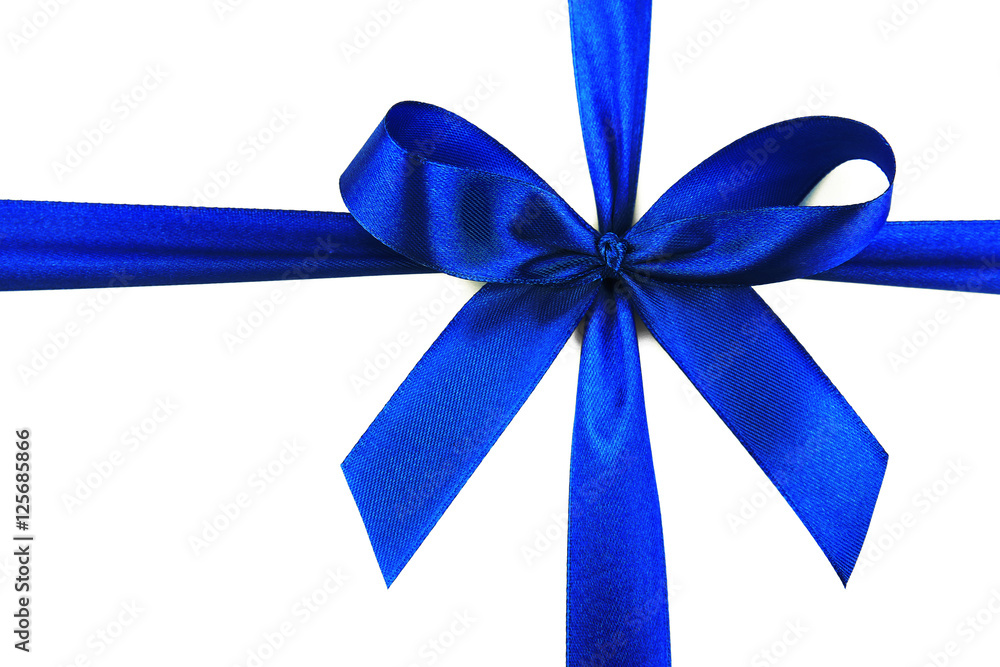 Blue ribbon with bow isolated on white Blue ribbon with bow isolated on white