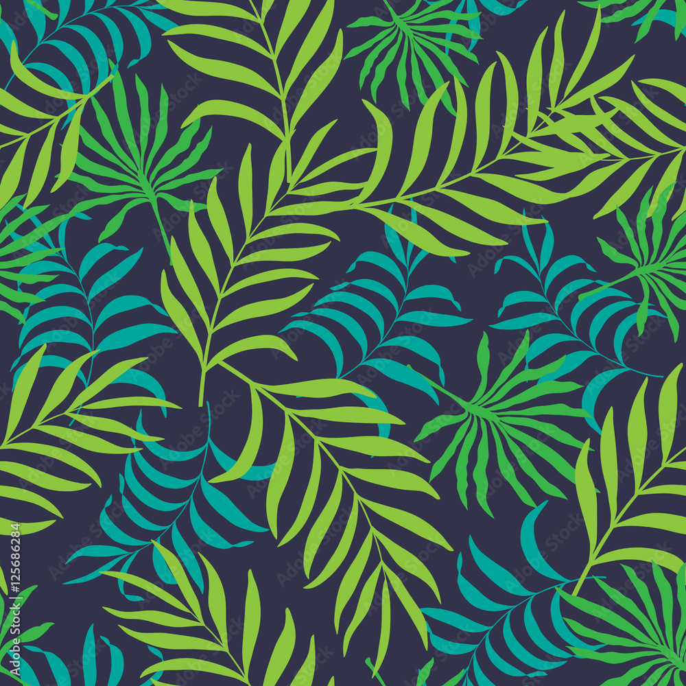 Seamless pattern with hand-drawn tropical leaves. Seamless pattern with hand-drawn tropical leaves.