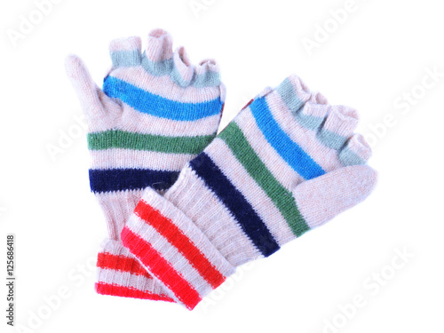 Warm gloves on white background