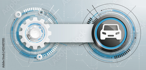 Futuristic Gear Construction Car Circuit Board Banner