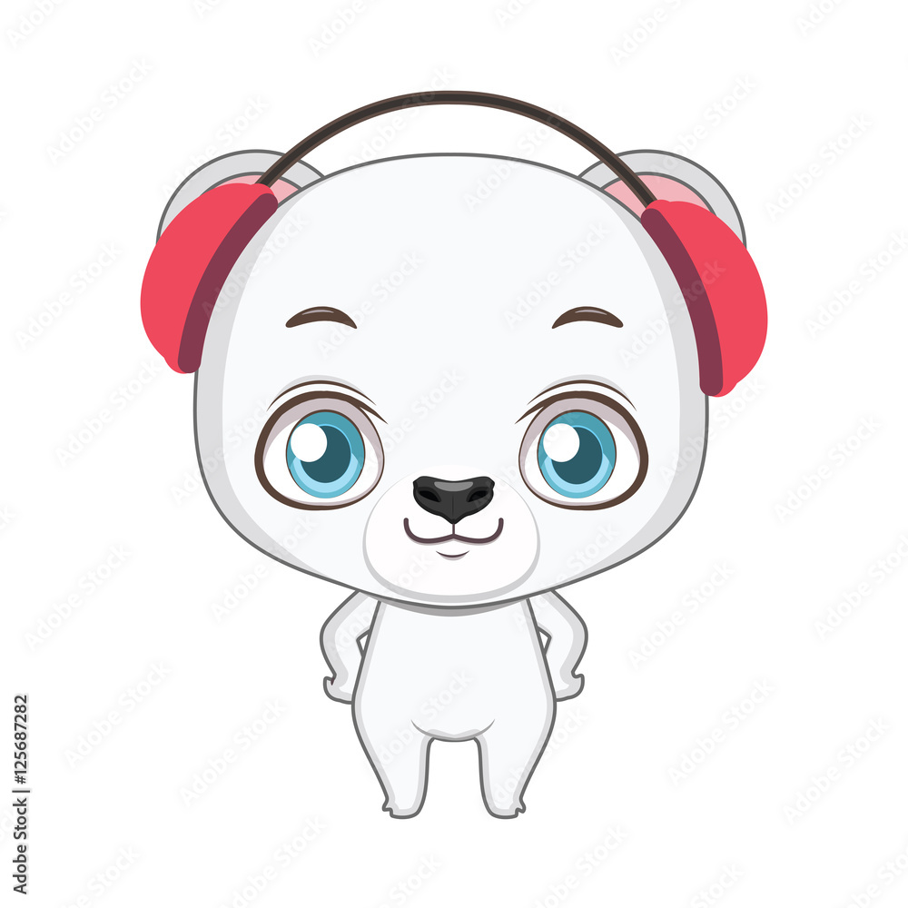 Illustration of a cute polar bear wearing earmuffs Stock Vector Adobe