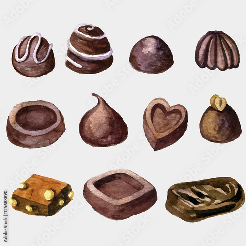 vector watercolor chocolate candies
