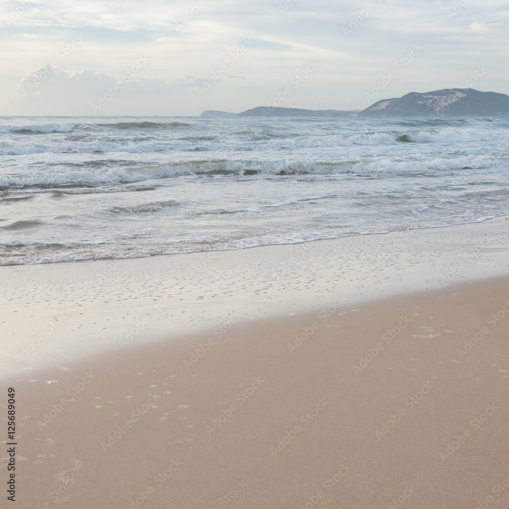 beautiful landscape summer sea with sand beach and clear sky