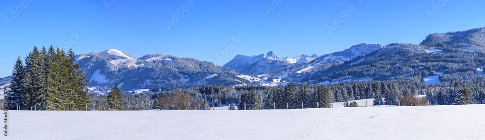 Winterpanorama bei Wertach im Oberallgäu