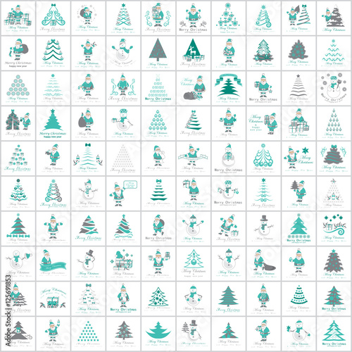 Christmas Icons Set -Isolated On Gray Background.Vector Illustration,Graphic Design.For Web,Websites,App,Print,Presentation Templates,Mobile Applications And Promotional Materials, Hand Drawn