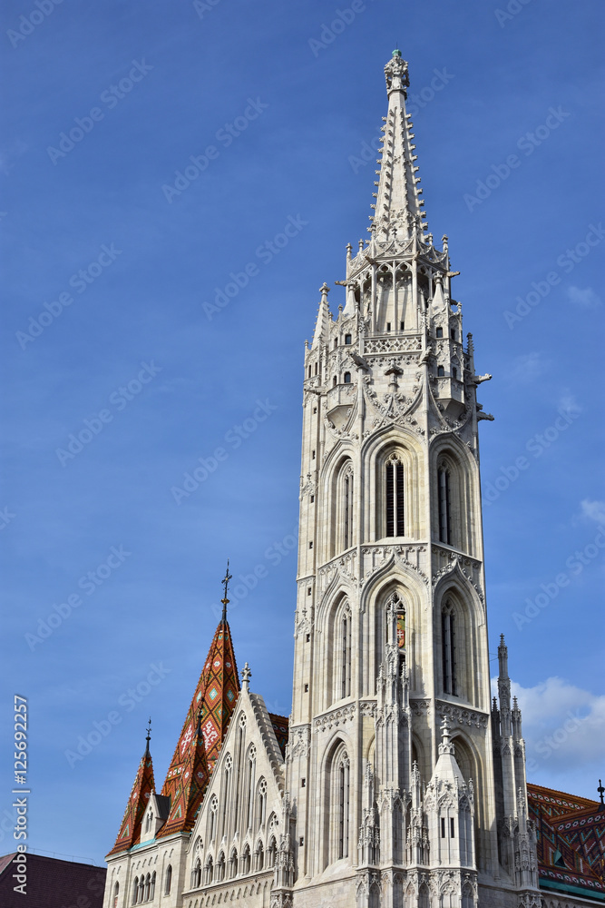 Matthias Church gothic spire in Budapest