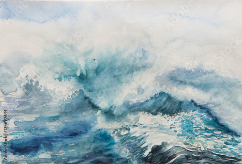 sea wave storm watercolor