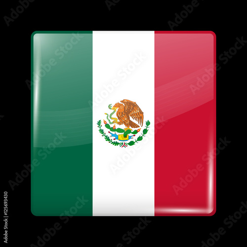 Flag of Mexico. Glossy Icon Square Shape