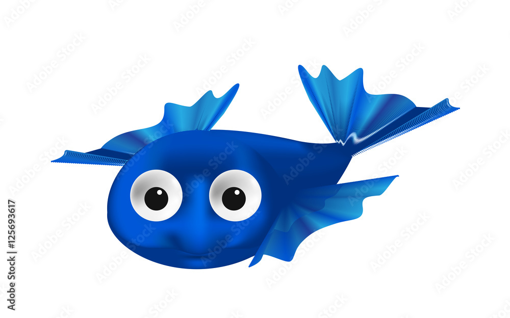 Blue cartoon fish with big eyes isolated on white vector design background Stock Vector | Adobe Stock Blue cartoon fish with big eyes isolated on white vector design background Stock Vector | Adobe Stock