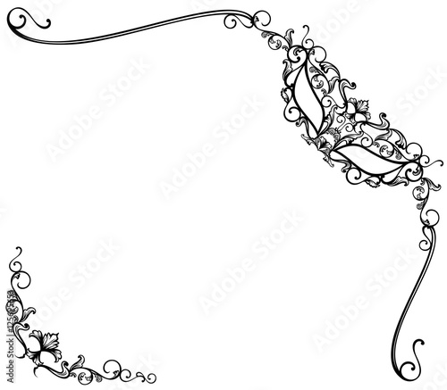 carnival invitation with mask and ornament black and white vector design 
