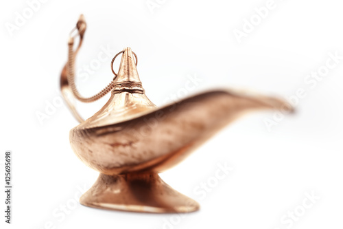 old oil lamp close-up isolated on white