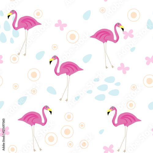 Flamingo pattern seamless. Vector stock.