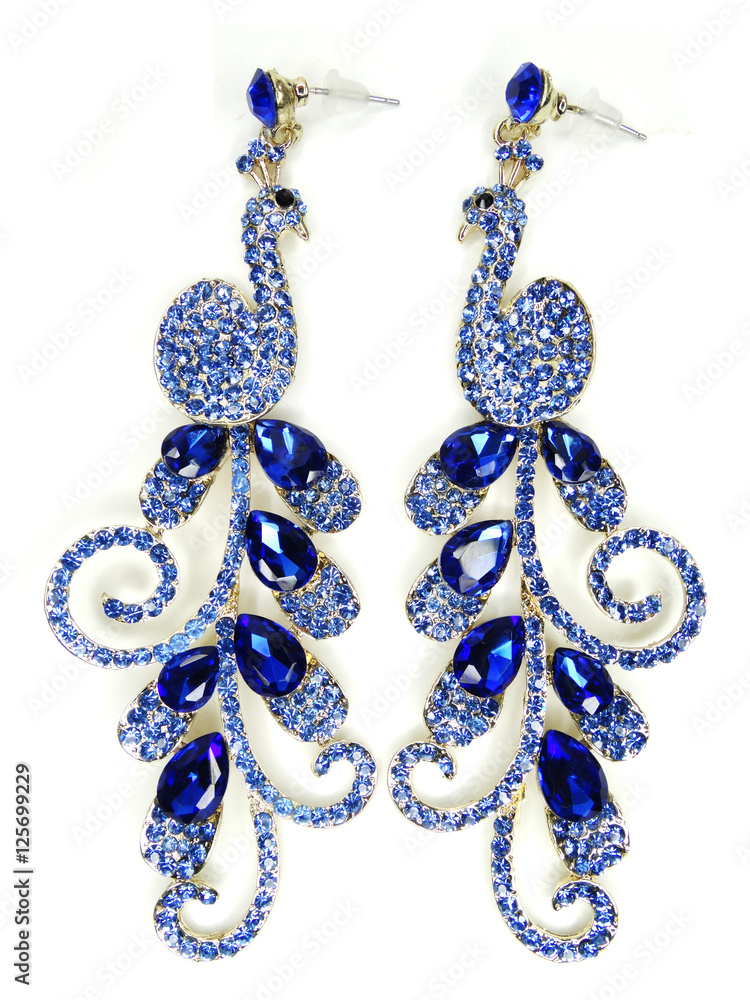 jewelry earrings with bright crystals