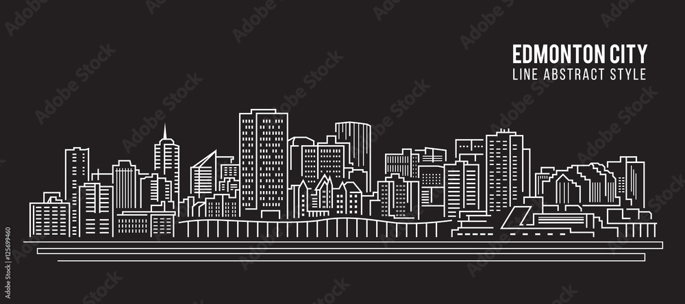 Cityscape Building Line art Vector Illustration design - Edmonton city