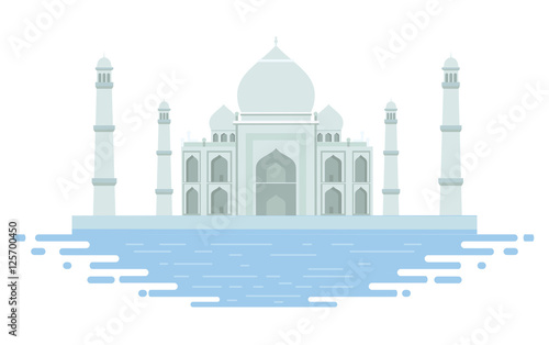 Taj Mahal vector art with water in Agra, India