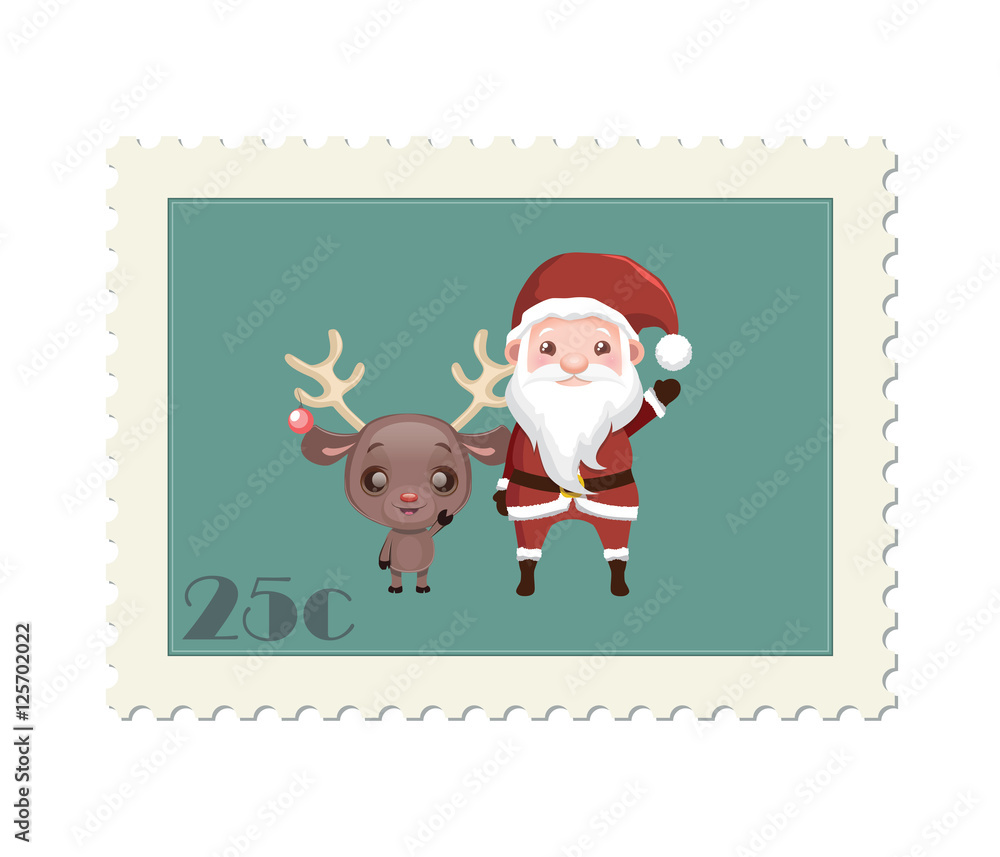 Cute Santa and reindeer stamp Cute Santa and reindeer stamp