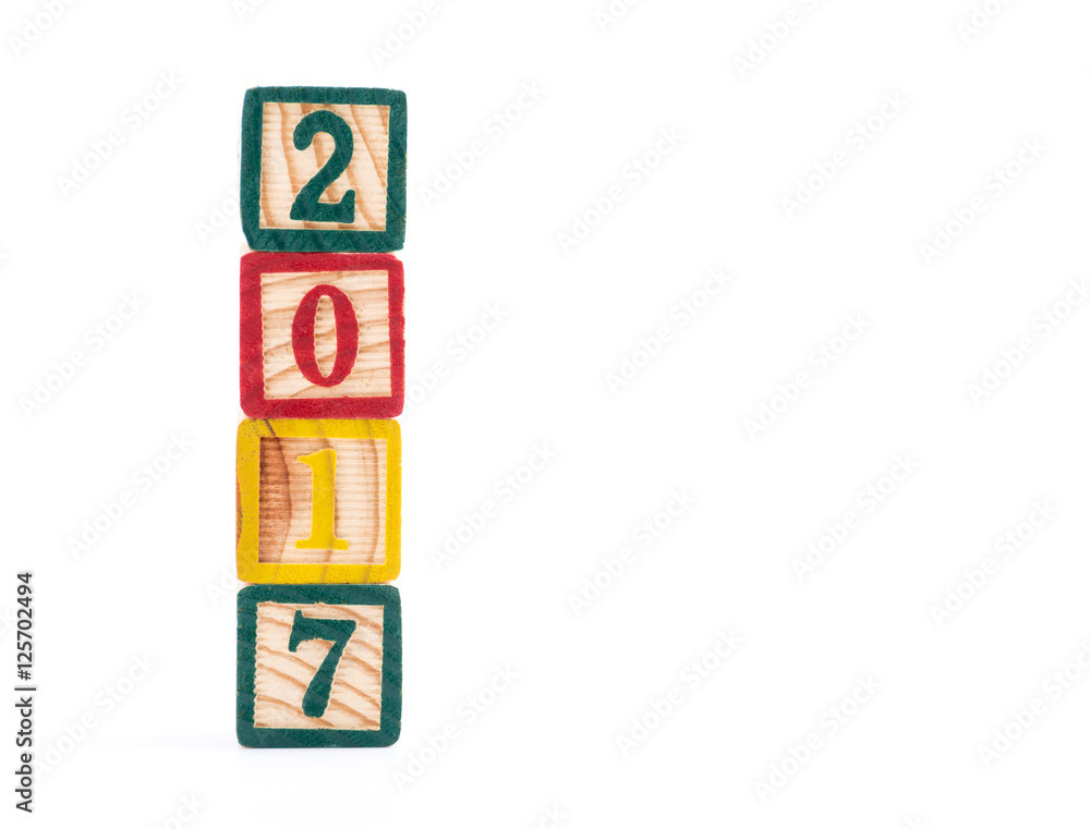 Wooden cubes withnew year 2017 on white background Wooden cubes withnew year 2017 on white background
