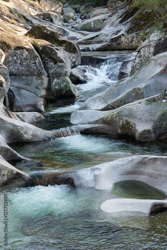 Natural pools of Los Pilones in the Garganta de los infiernos gorge  Jerte valley  Caceres  Spain 