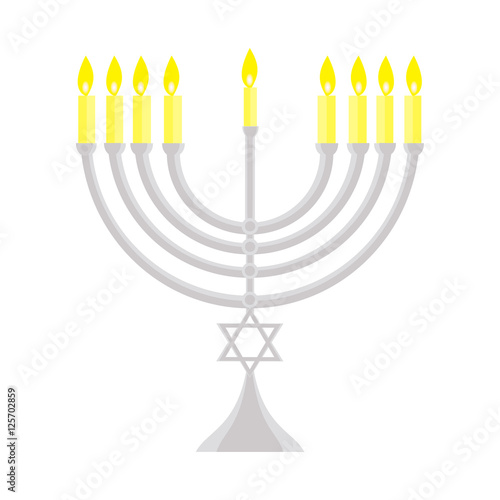 happy Hanukkah, Jewish holiday. Hanukkah menorah isolated on white background