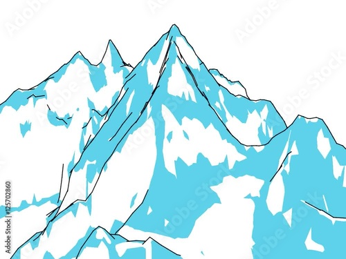 Monte Everest, altezze rilievi, disegno montagne. Vista a 360 gradi