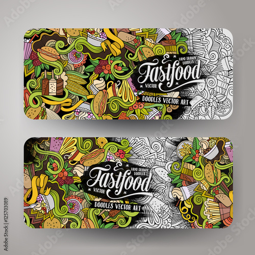 Vector doodles food banners design