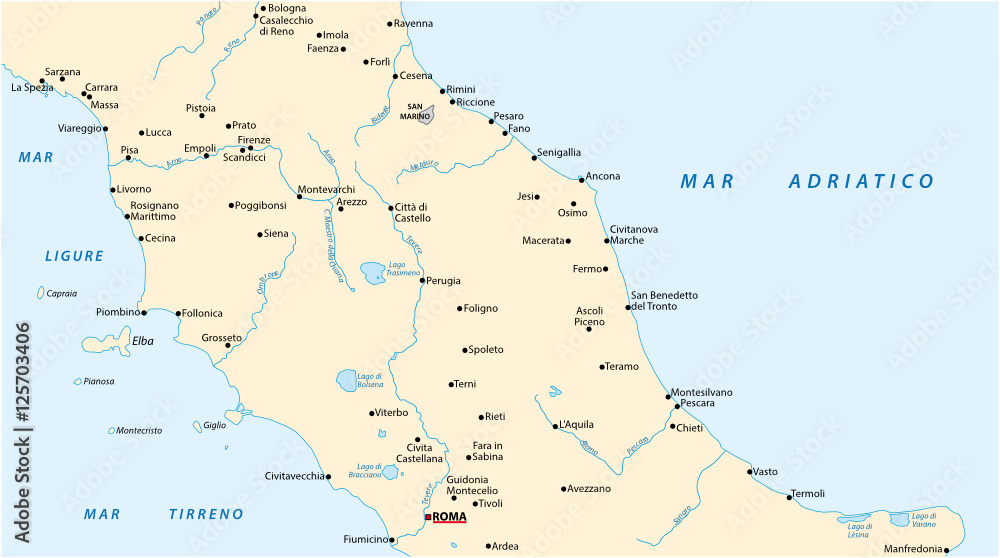 Obraz premium Simple outline vector map of central italia