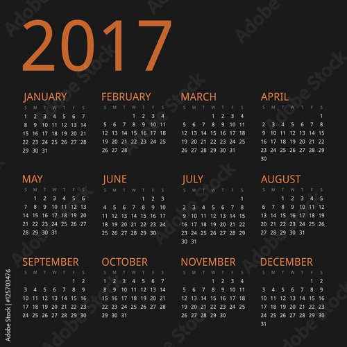Modern vector calendar for year 2017