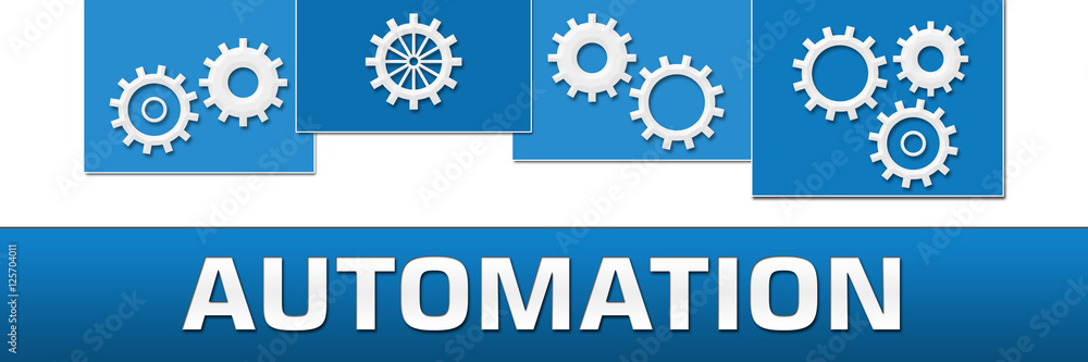 Automation Gears Blue Squares On Top Automation Gears Blue Squares On Top