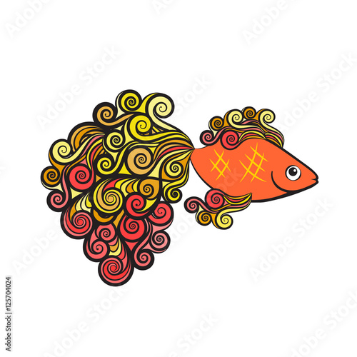 Goldfish on a white background