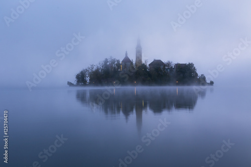 Misty morning in lake Bled