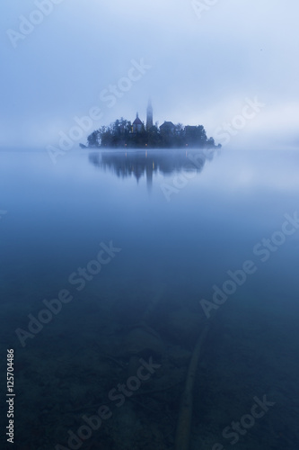 Misty morning in lake Bled