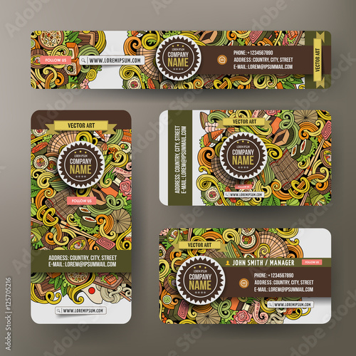 Corporate Identity set with doodles Japan food theme