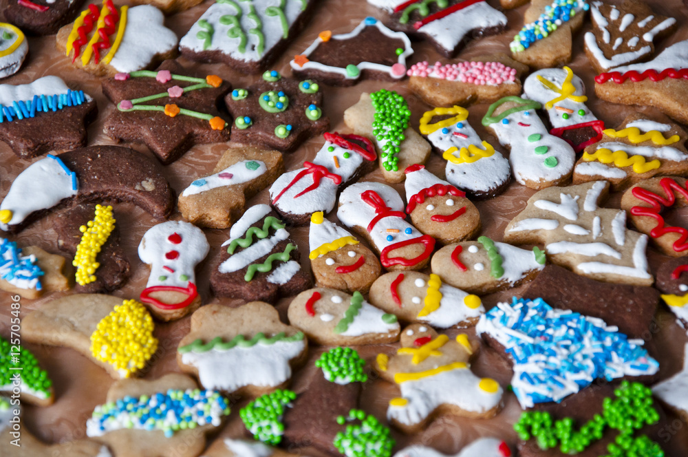 christmas cookies with icing and sprinkles