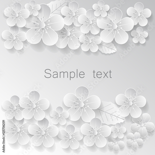 Paper art flowers. Vector stock.