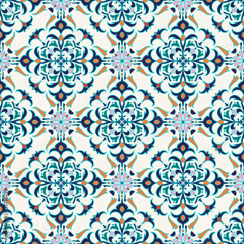Vector seamless texture. Beautiful colored pattern for design and fashion with decorative elements