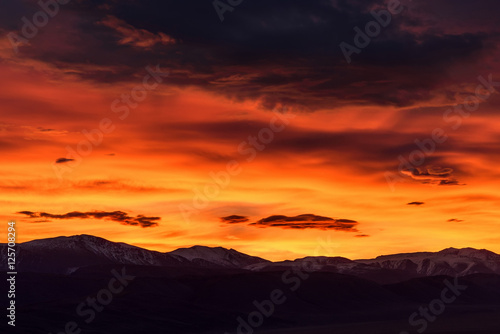 mountain clouds sky sunset orange