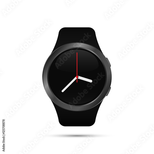 Smart watch with time arrow symbol. Vector isolated illustration.