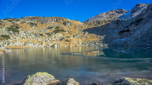 Beautiful Frozen Lake High In The Mountain