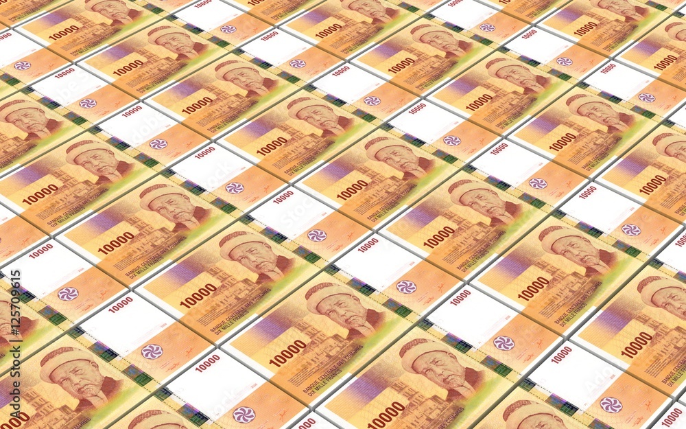 Comorian franc bills stacks background. 3D illustration. Comorian franc bills stacks background. 3D illustration.