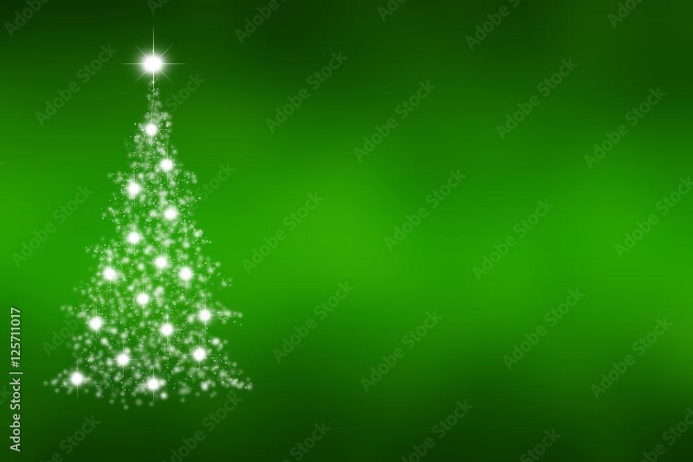 Christmas tree of snowflakes and sparkles on green background Christmas tree of snowflakes and sparkles on green background
