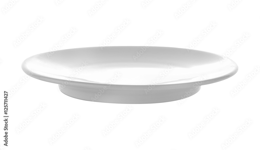 Empty white plate isolated on a white background Empty white plate isolated on a white background