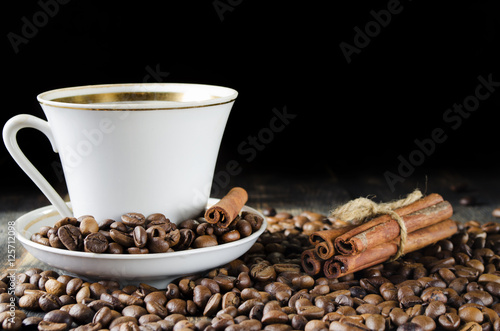 cup of coffee with beans photo