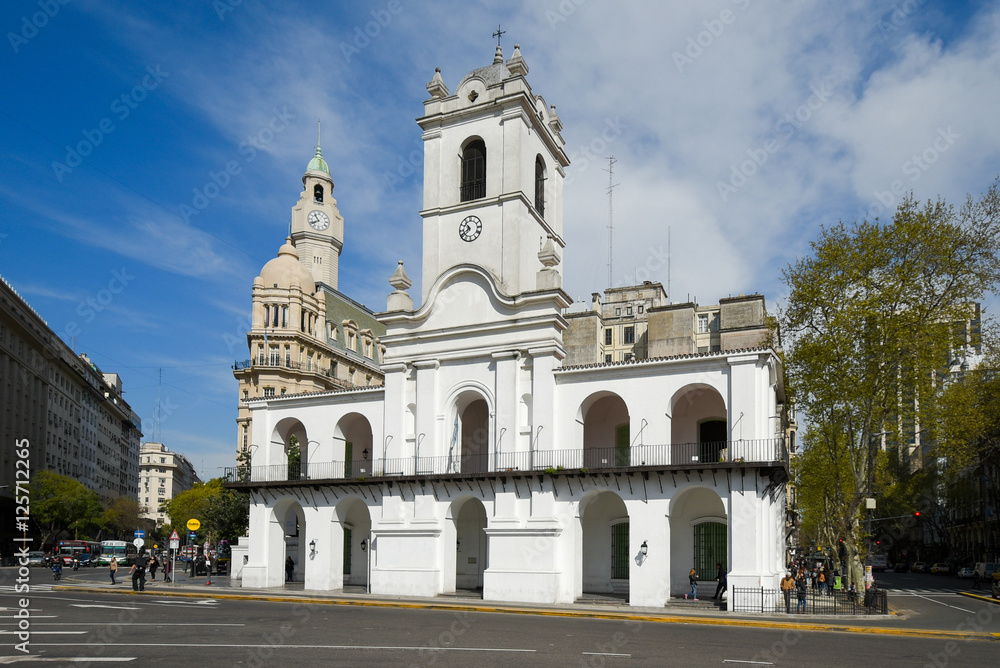 Fototapeta premium Cabildo building view from Plaza de Mayo square.