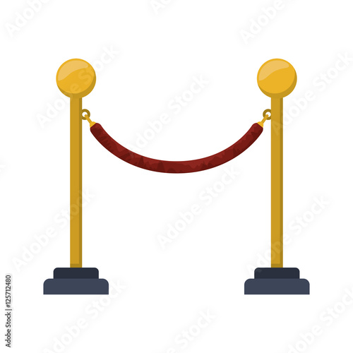 barrier rope icon over white background. cinema fence. vector illustration