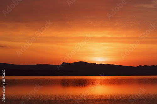 Russia. Khakassia. Sayan. Lake Shire. Morning. Rising Sun. © Xenia