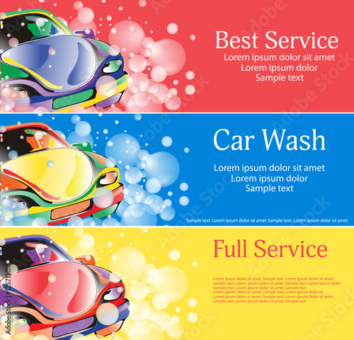 Car wash. A set of banners for your design. Vector