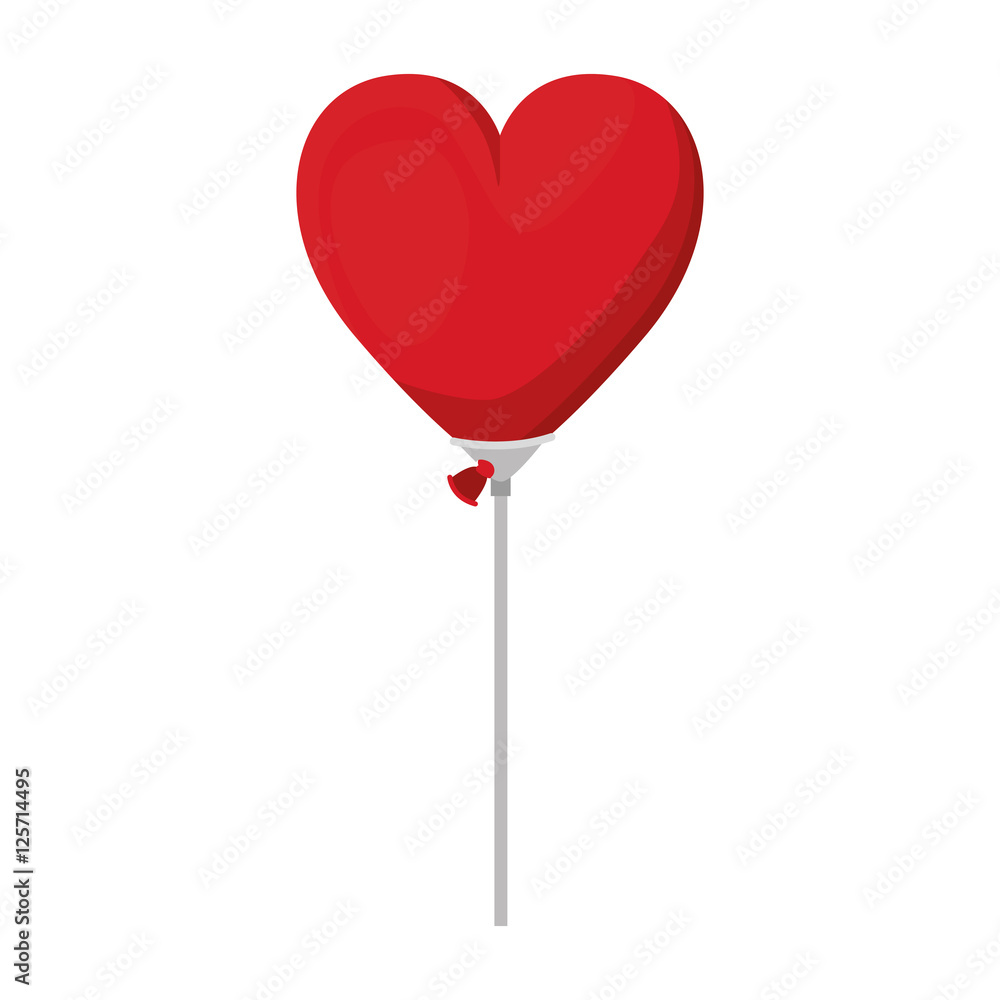 red balloon in heart shape icon over white background. vector illustration