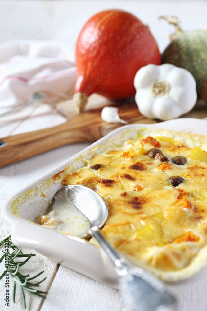 Vegetable gratin and ingredients Vegetable gratin and ingredients